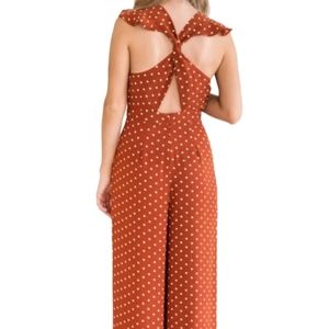 Rust Brown White Polka Dot Jumpsuit